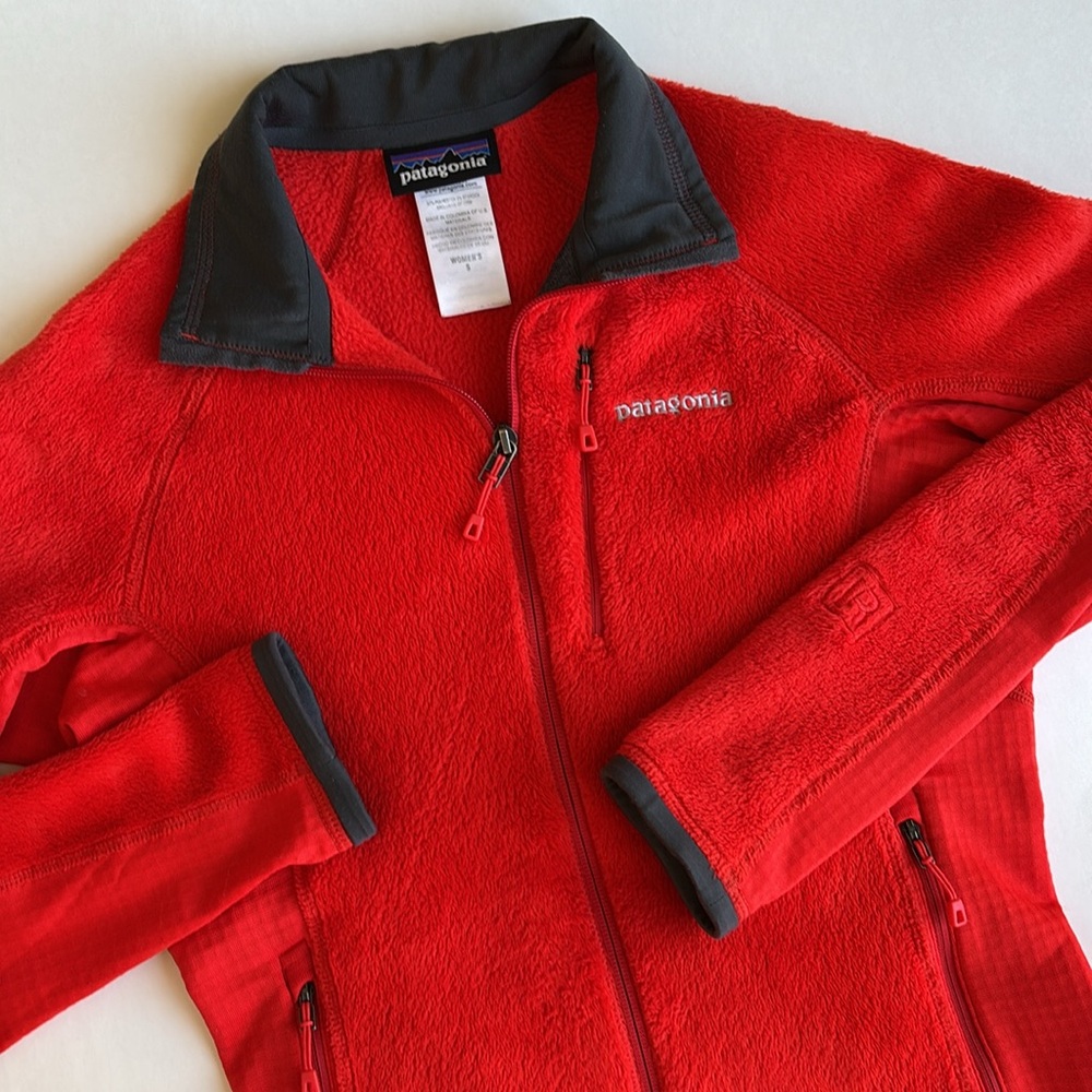 Patagonia R2 Orange Red Regulator Polartec Full Zip Fleece‎ Jacket Womens Small